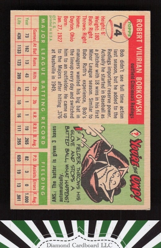 1955 Topps #74 Bob Borkowski EX+ k, back