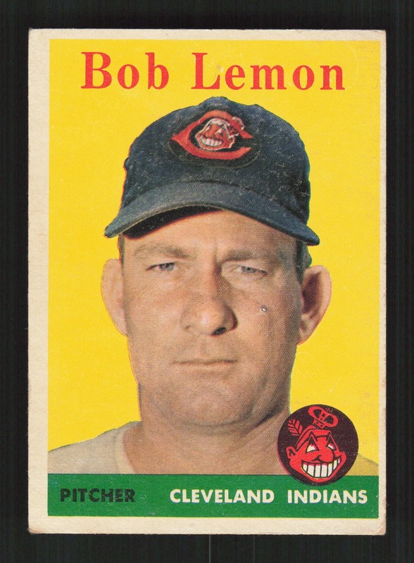 1958 Topps #2 Bob Lemon White Letters VG e, front