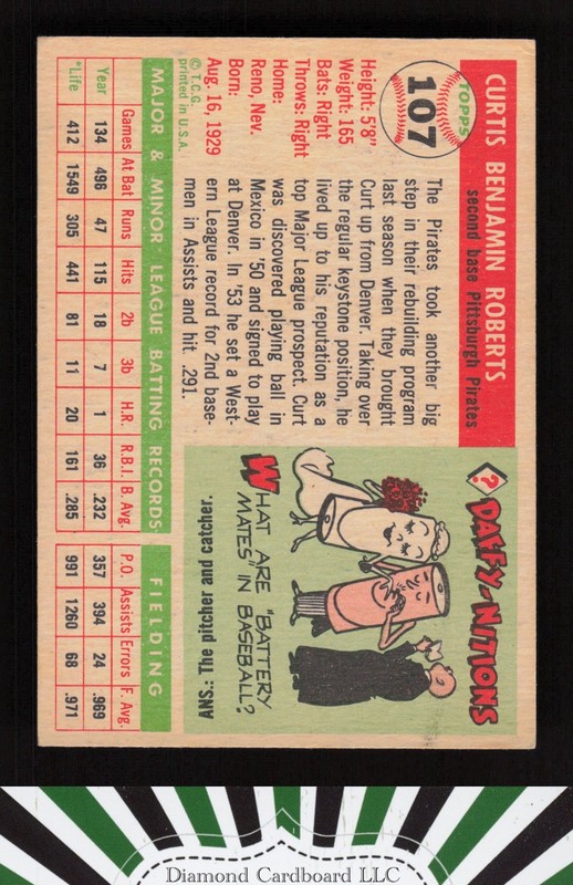 1955 Topps #107 Curt Roberts VG+ [CENTERED] j, back