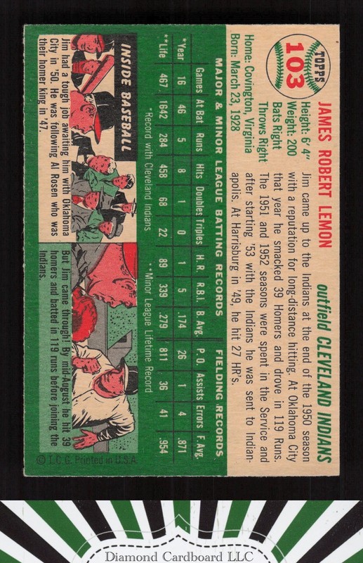 1954 Topps #103 Jim Lemon EXMT i, back