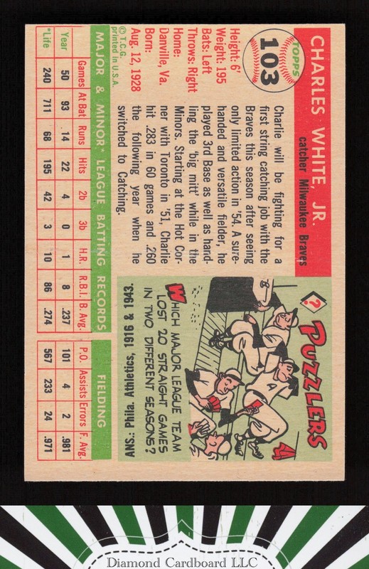 1955 Topps #103 Charlie White EXMT g, back