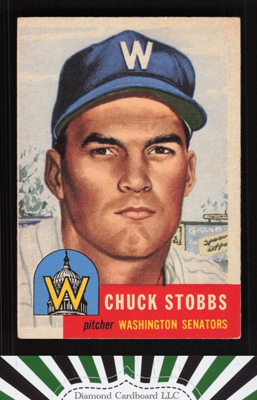 1953 Topps #89 Chuck Stobbs : Bio uses black text VGEX d, front