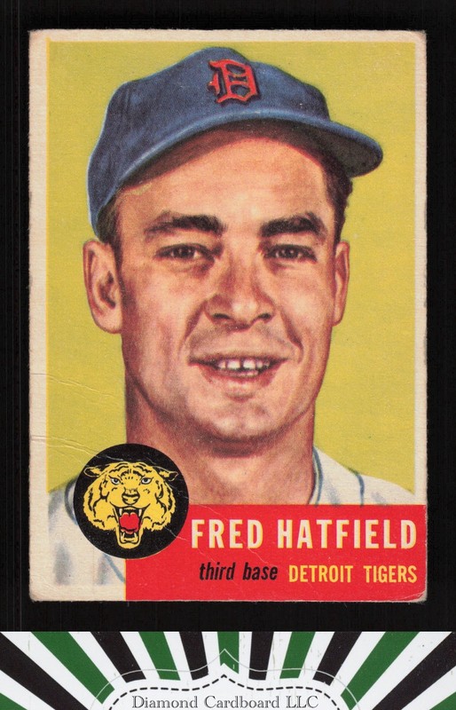 1953 Topps #163 Fred Hatfield : Bio uses white text FR a, front