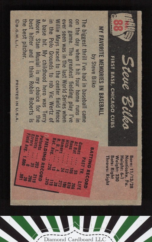 1955 Bowman #88 Steve Bilko VGEX, back