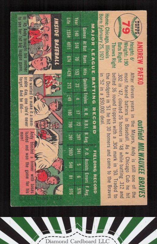 1954 Topps #79 Andy Pafko VGEX e, back