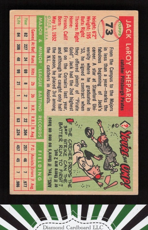 1955 Topps #73 Jack Shepard VG b, back