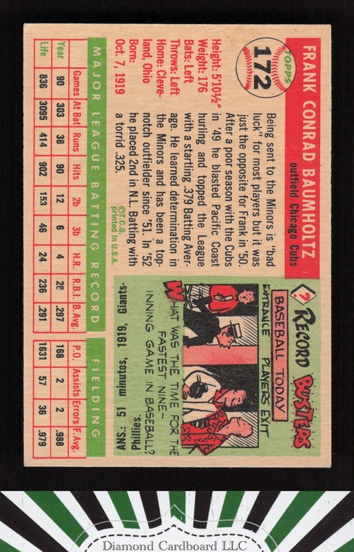 1955 Topps #172 Frank Baumholtz EX e, back