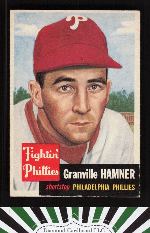 1953 Topps #146 Granny Hamner : Bio uses white text VGEX f, front