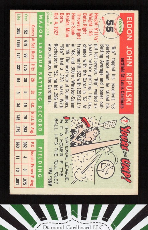 1955 Topps #55 Rip Repulski VG i, back