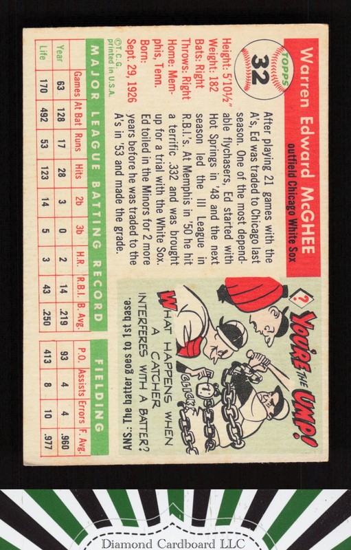 1955 Topps #32 Ed McGhee VG c, back