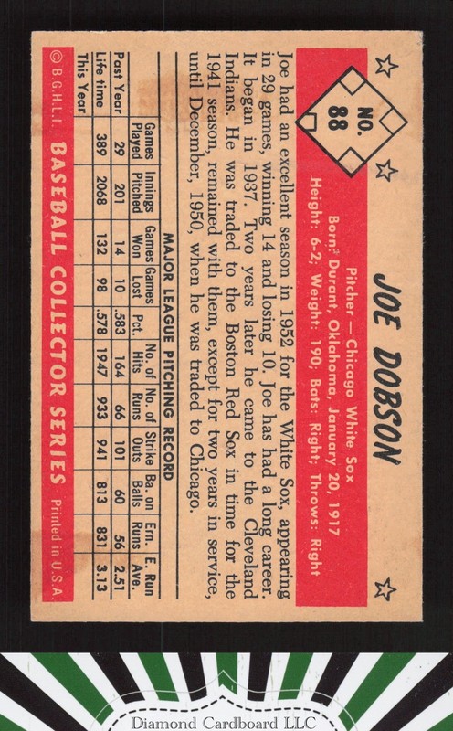 1953 Bowman Color #88 Joe Dobson EXMT [CENTERED] a, back
