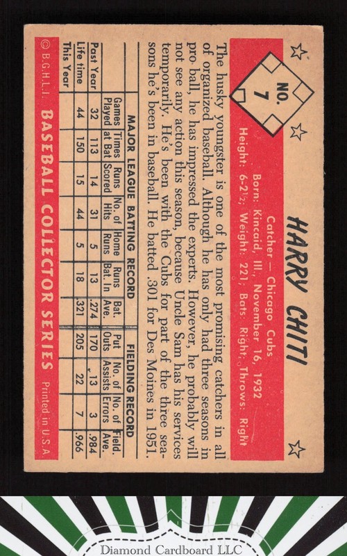 1953 Bowman Color #7 Harry Chiti EX [CENTERED] a, back