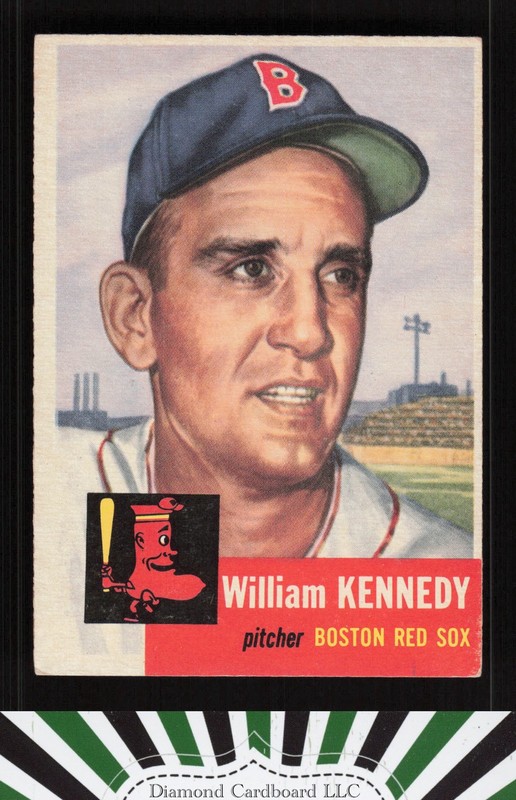 1953 Topps #94 Bill Kennedy : Bio uses white text VGEX f, front