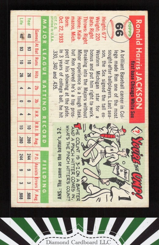 1955 Topps #66 Ron Jackson VG+ [DEAD CENTERED] c, back