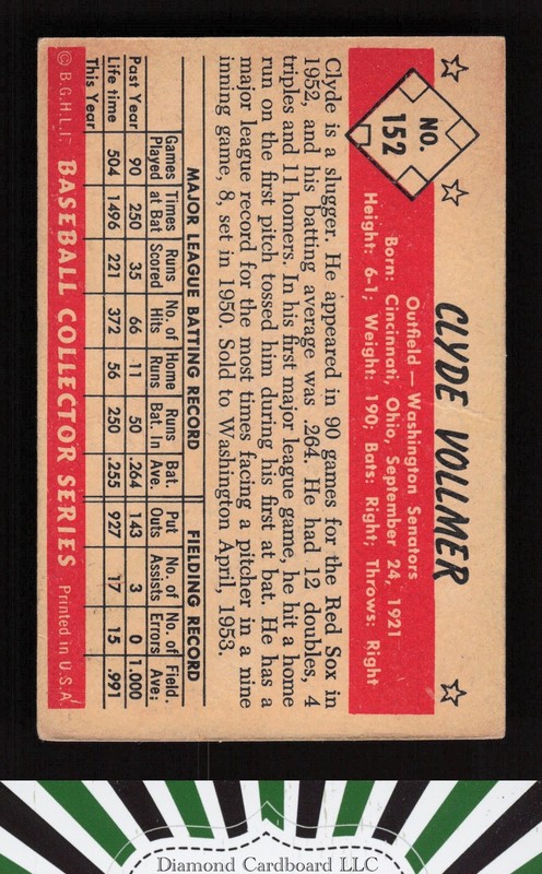 1953 Bowman Color #152 Clyde Vollmer VG a, back