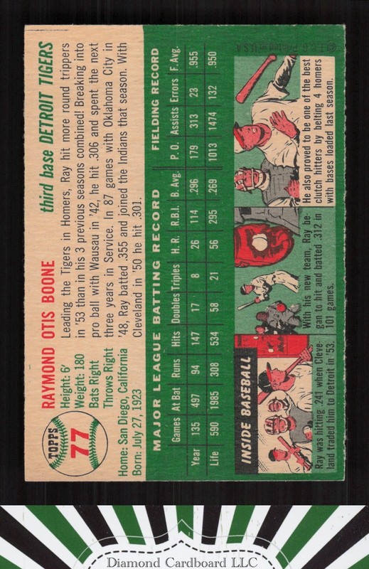 1954 Topps #77 Ray Boone EXMT d, back