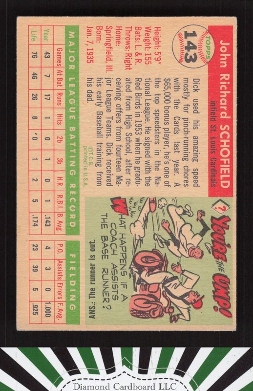 1955 Topps #143 Dick Schofield VGEX+ l, back