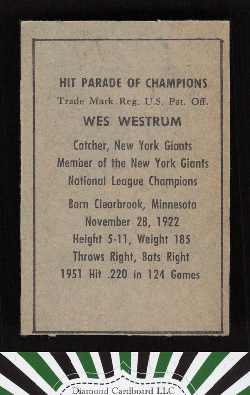 1952 Berk Ross # Wes Westrum EXMT, back
