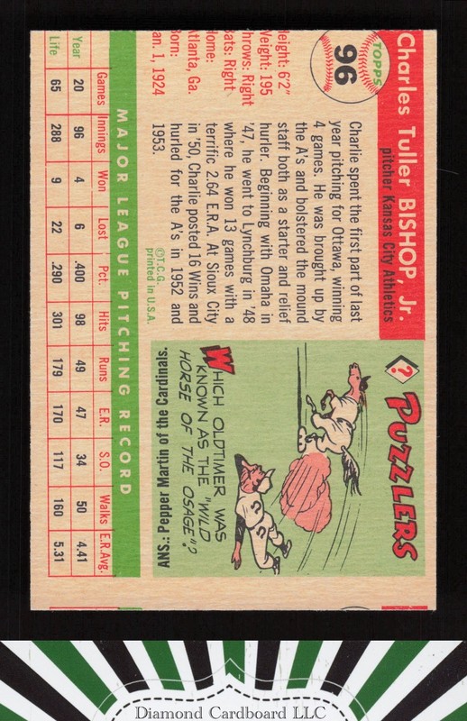 1955 Topps #96 Charlie Bishop NM (MC) b, back