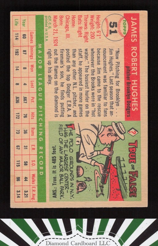 1955 Topps #51 Jim Hughes VGEX h, back