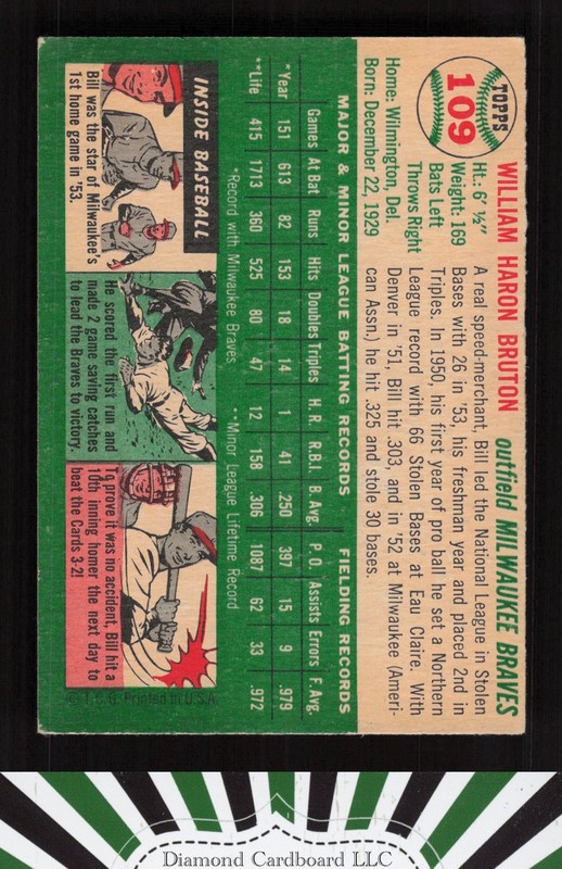 1954 Topps #109 Bill Bruton VGEX g, back