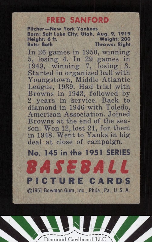 1951 Bowman #145 Fred Sanford VG+, back