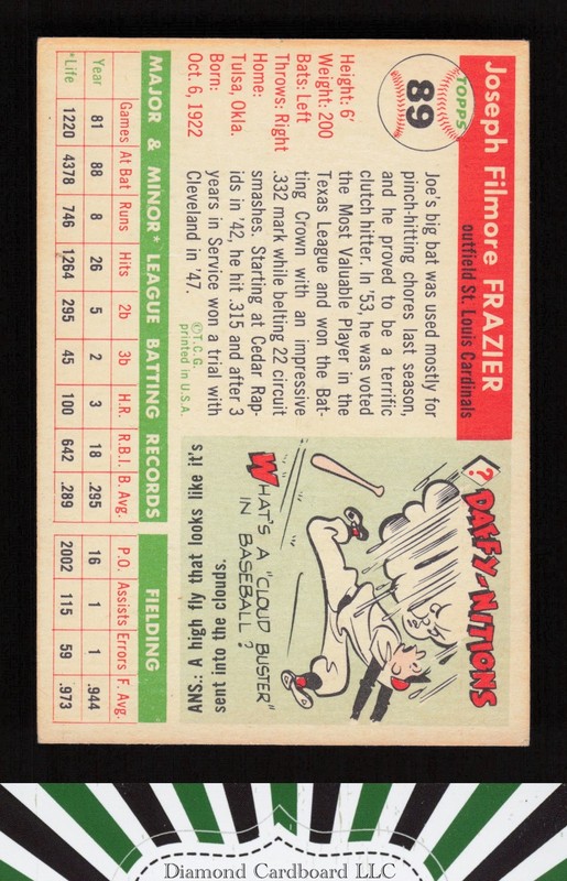 1955 Topps #89 Joe Frazier VGEX+ r, back