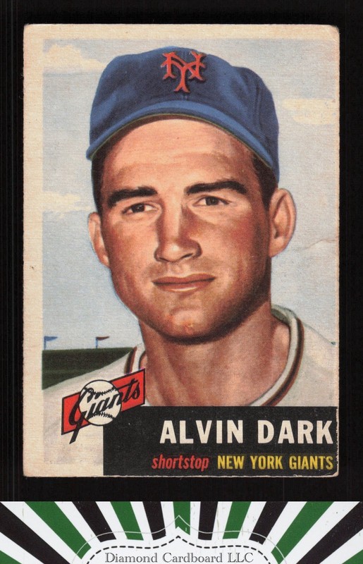 1953 Topps #109 Alvin Dark : Bio uses black text FR d, front
