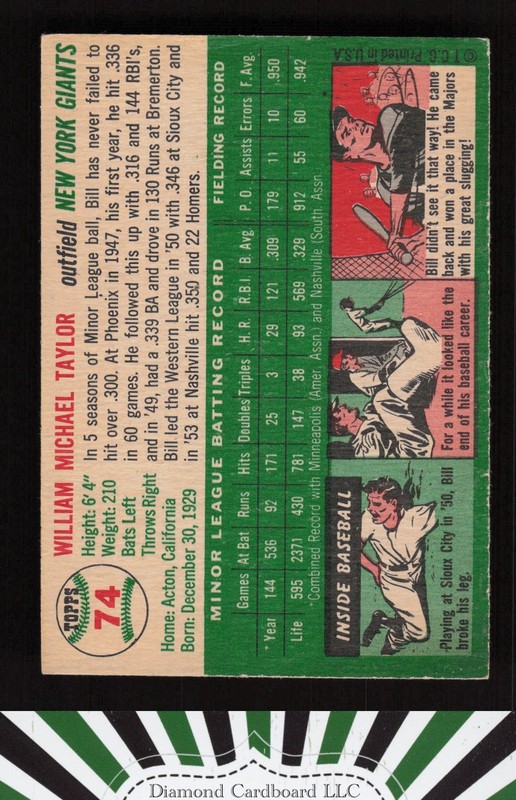 1954 Topps #74 Bill Taylor GD j, back