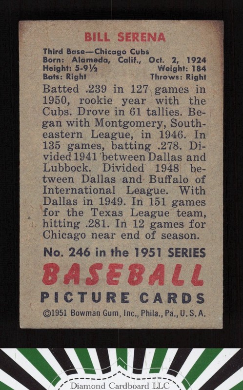 1951 Bowman #246 Bill Serena GD, back
