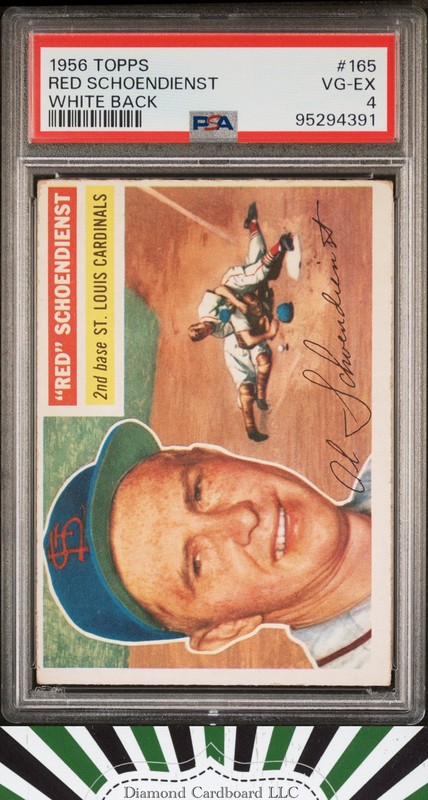 1956 Topps #165 Red Schoendienst PSA 4 White Back, front