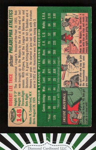 1954 Topps #148 Bob Trice VGEX k, back