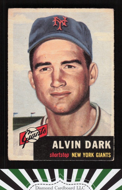1953 Topps #109 Alvin Dark : Bio uses white text GD a, front