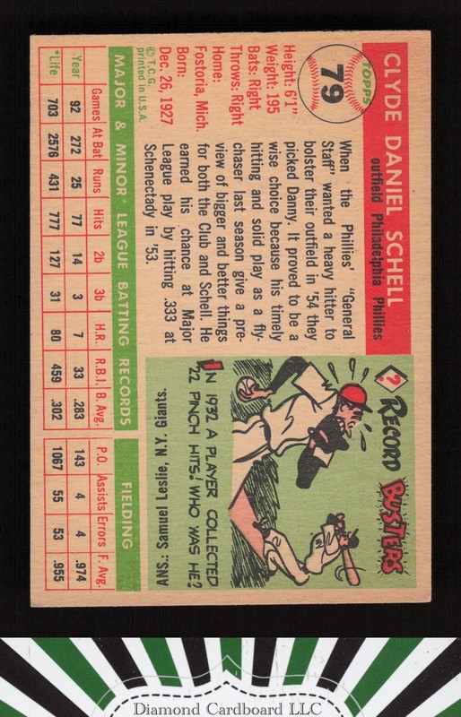 1955 Topps #79 Danny Schell EX+ n, back