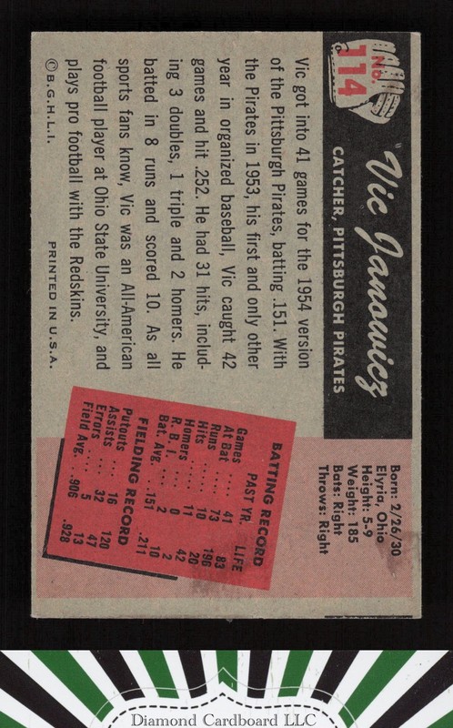 1955 Bowman #114 Vic Janowicz EX, back
