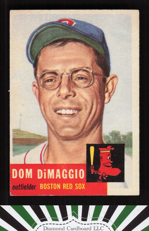 1953 Topps #149 Dom Dimaggio : Bio uses white text VGEX e, front