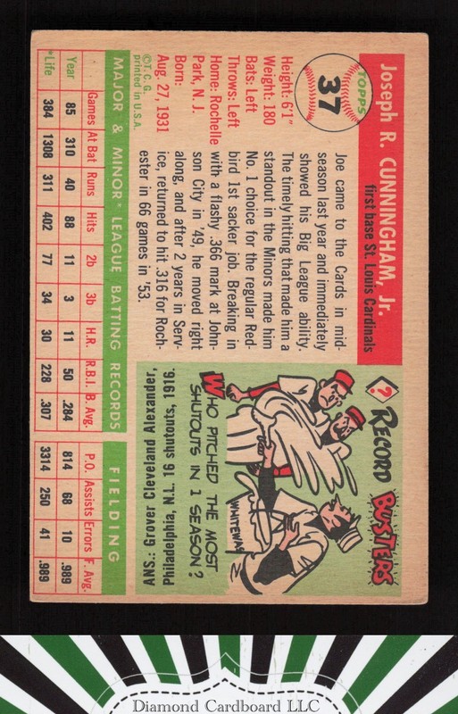 1955 Topps #37 Joe Cunningham GD+ i, back
