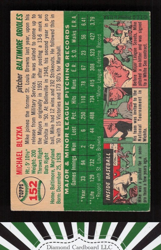 1954 Topps #152 Mike Blyzka VGEX [CENTERED] c, back