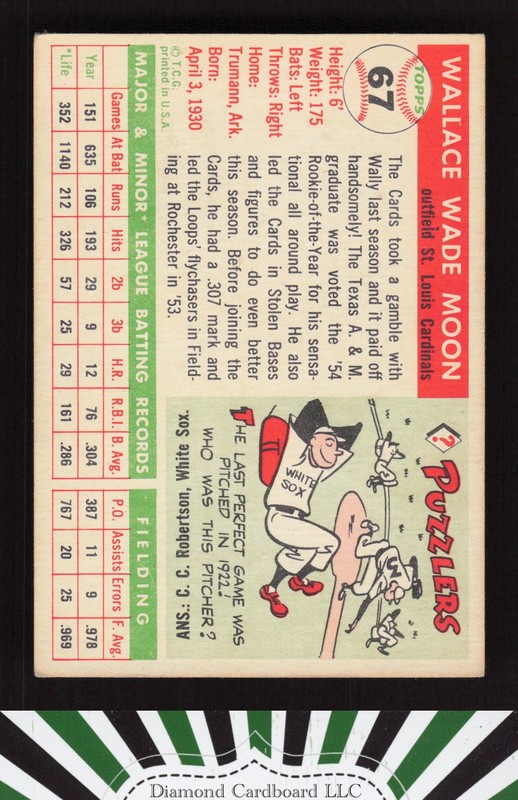 1955 Topps #67b Wally Moon VGEX j, back