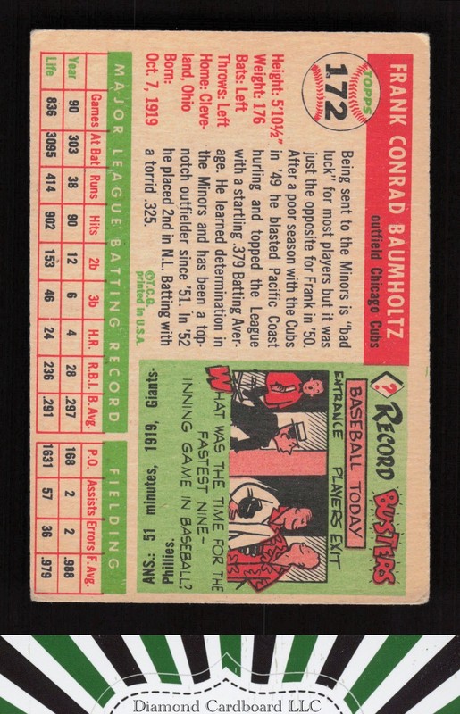 1955 Topps #172 Frank Baumholtz VG h, back