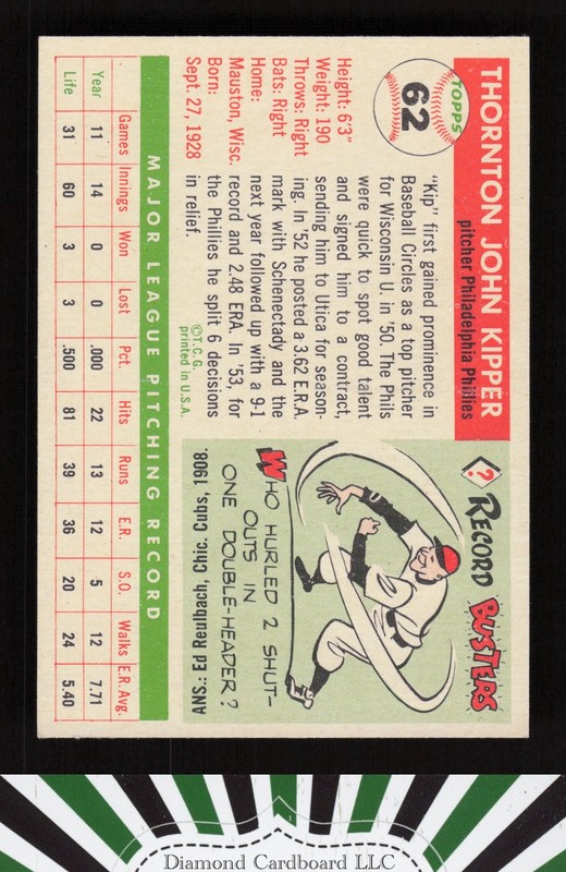 1955 Topps #62 Thornton Kipper VGEX p, back