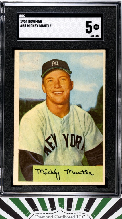 1954 Bowman #65 Mickey Mantle SGC 5, front