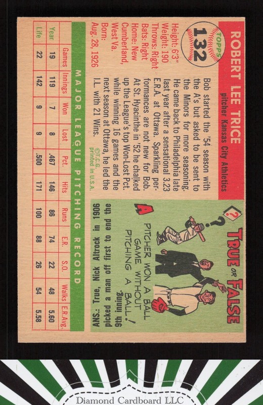 1955 Topps #132 Bob Trice EX g, back