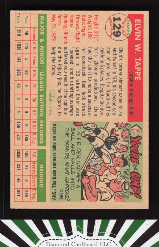 1955 Topps #129 Elvin Tappe GD+ l, back