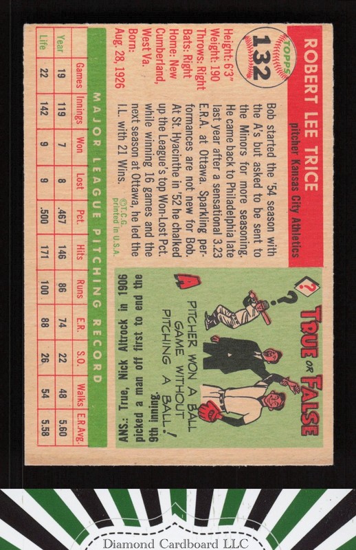 1955 Topps #132 Bob Trice VGEX+ d, back