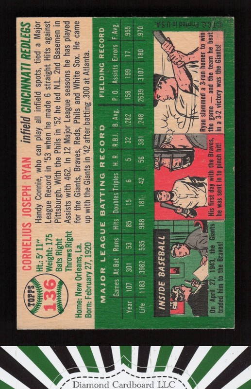 1954 Topps #136 Connie Ryan EX g, back