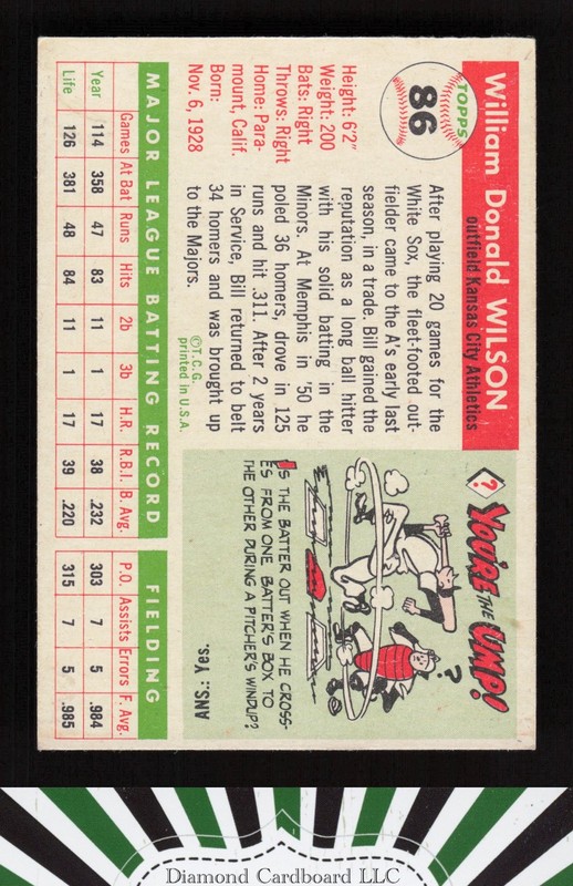 1955 Topps #86 Bill Wilson VGEX h, back