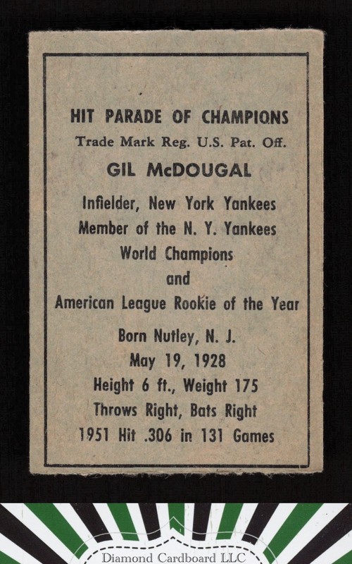 1952 Berk Ross # Gil McDougald EX, back