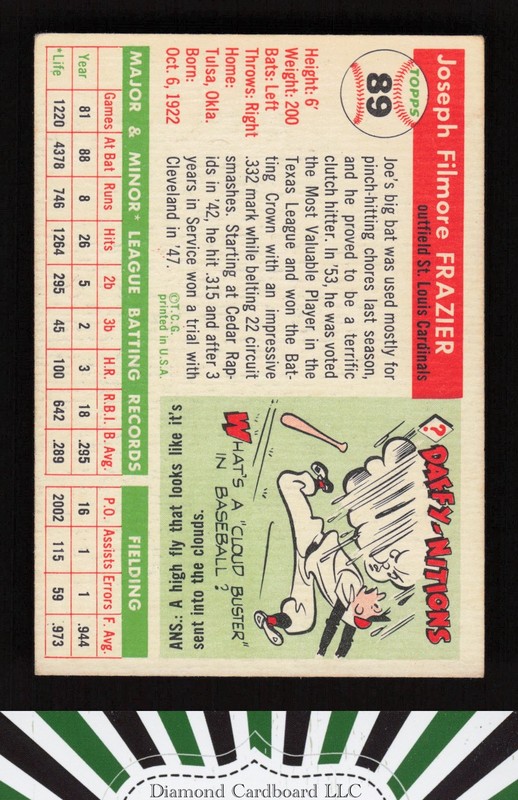 1955 Topps #89 Joe Frazier VGEX b, back