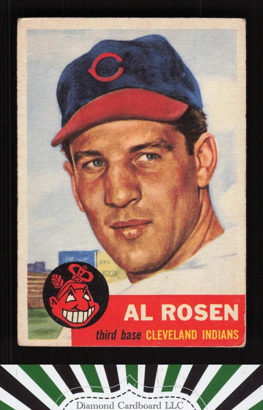 1953 Topps #135 Al Rosen : Bio uses black text VG d, front